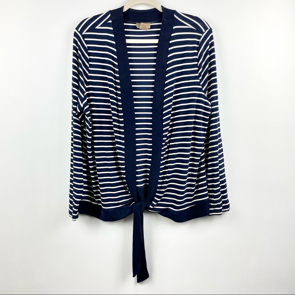 Choices Women's Navy and White Stripe Cardigan